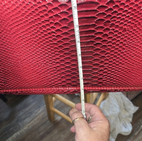 SAMANTHA BROWN - TOTE- Weekender - elegant Red and Black Croc Embossed Gold - Picture 5 of 16